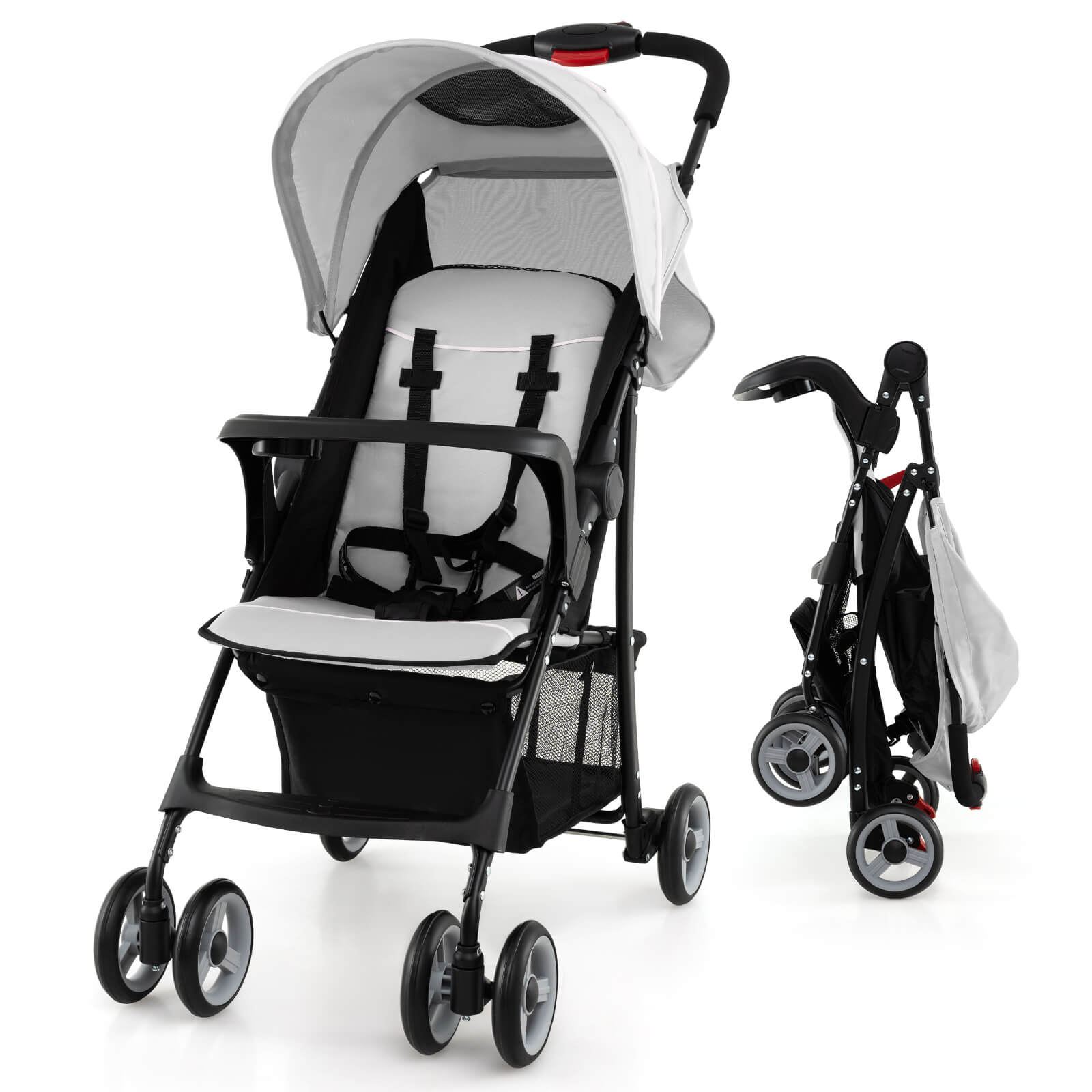 Infans Foldable Lightweight Baby Stroller Kids Travel Pushchair 5-Point Safety System