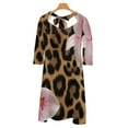 thumbnail image 6 of Leopard Print Pink Lilies Bloom Flare Dress Square Neck Dress Elegant Female Fashion Printed Dress, 6 of 9
