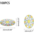 thumbnail image 2 of 100 cabujones ovalados de vidrio de 25x18 mm, mosaicos impresos de flores en colores surtidos. Ideales para la creación de collares, colgantes y joyería., 2 of 7