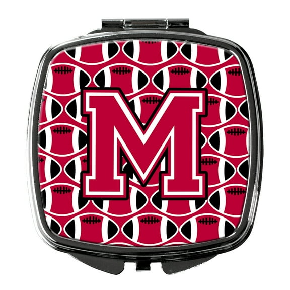 Letter M Football Crimson and White Compact Mirror CJ1079-MSCM
