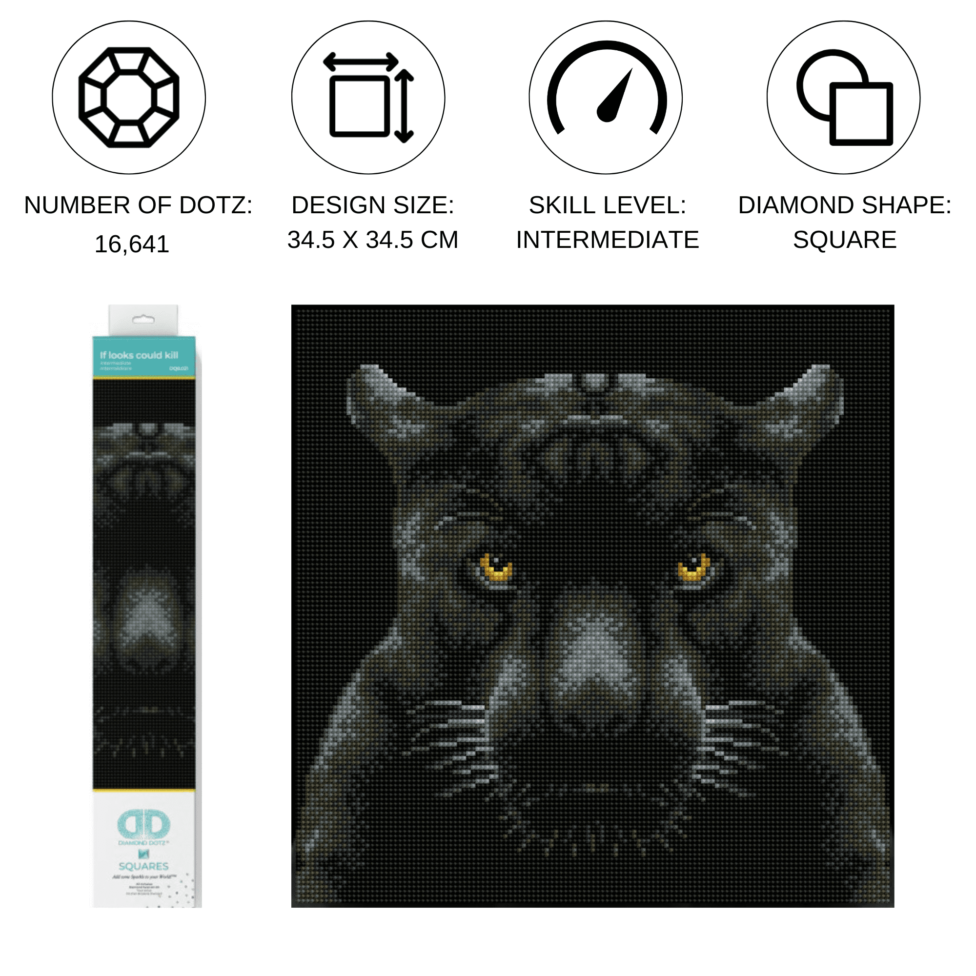 Diamond Dotz If Looks could Kill Jaguar Diamond Painting Kits for Adults - Diamond Art Kits a Relaxing Creative Craft Kit with Dotz Gems 13.6"x13.6"