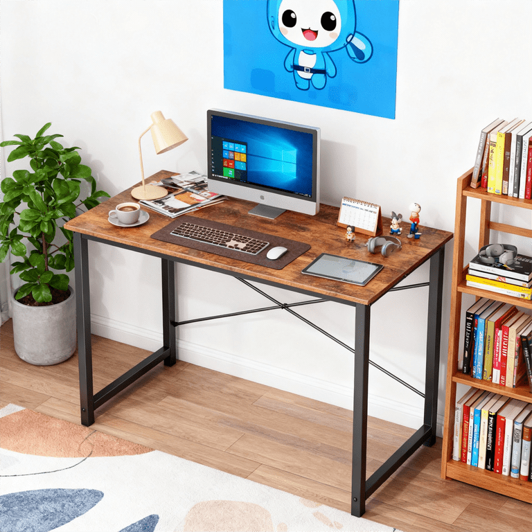 CONCETTA 40-Inch Computer Office Desk, Rust Brown photo 2