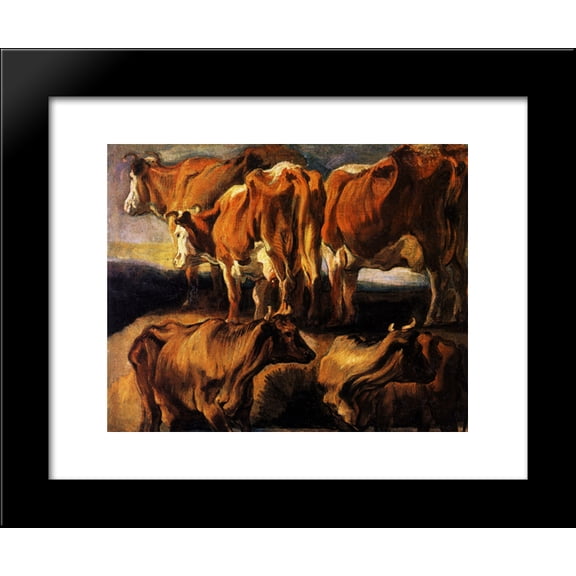Five studies of cows 20x24 Framed Art Print by Jacob Jordaens