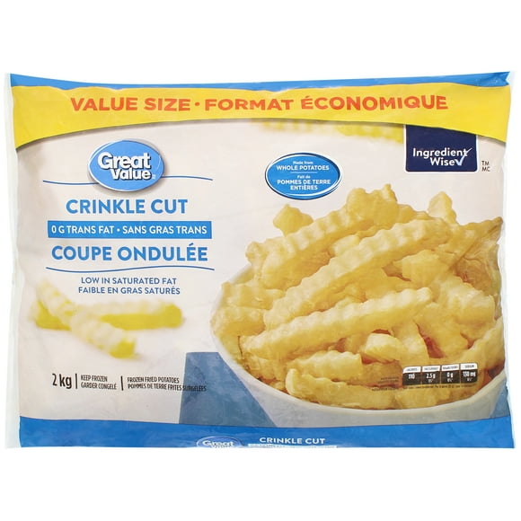 Great Value Crinkle Cut Frozen Fried Potatoes, 2 kg