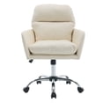 thumbnail image 4 of New PU Leather Office Chair with Adjustable Height, Black Base, Metal Frame, for Bedroom, Dressing Table or Desk, Modern Green, 4 of 8