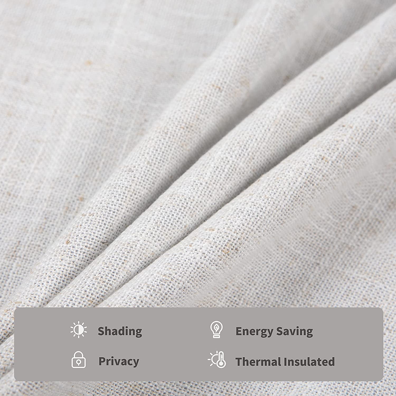 DriftAway Blackout Linen Textured Solid Basic Room Darkening Tie Up Curtain Adjustable Balloon Rod Pocket 47"L x 25"W Ivory