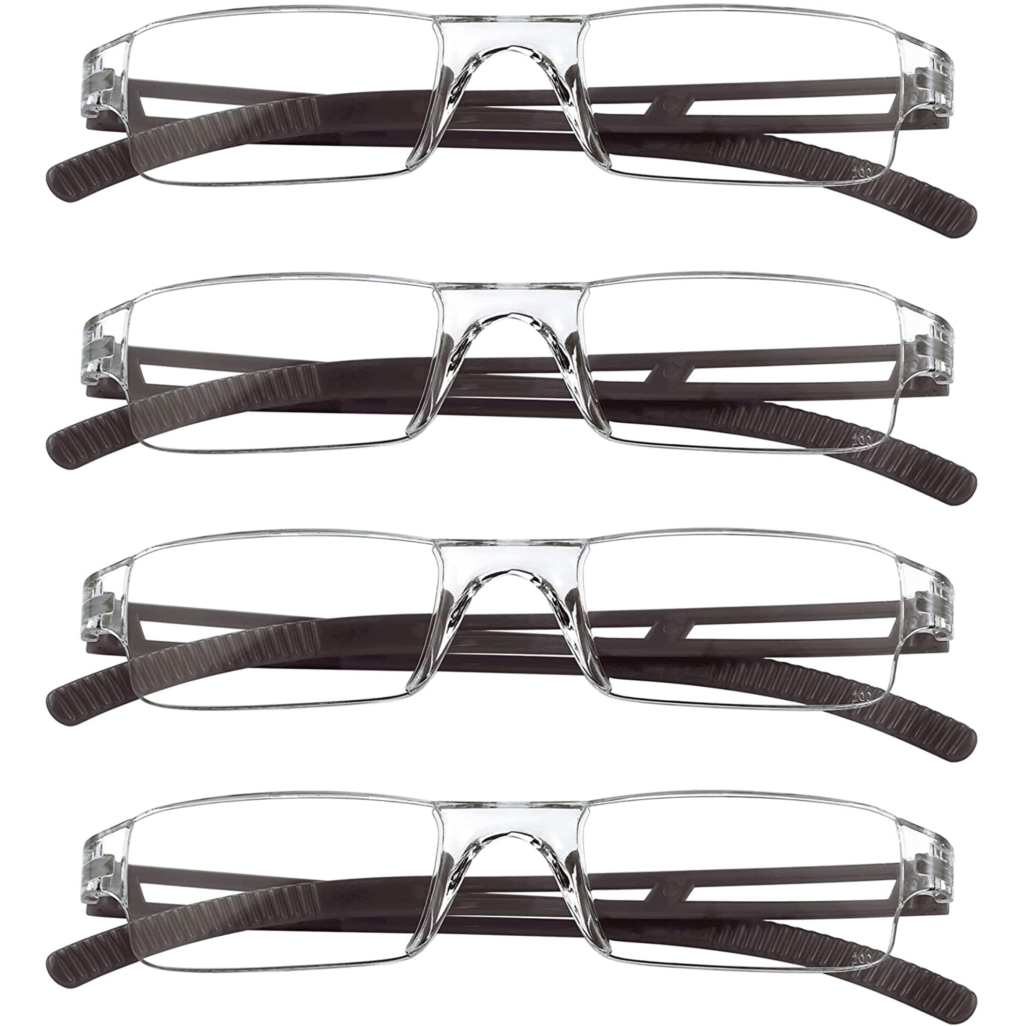 4 Pairs Reading Glasses, Blue Light Blocking Computer Glasses for Women and Men, Fashion Rectangle Eyewear Frame(4 Brown, +2.25 Magnification)