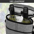 thumbnail image 5 of OPUX 2 Bottle Wine Carrier Tote, Insulated Leakproof Wine Cooler Bag, Wine Travel Bag for Picnic BYOB Beach, Portable Wine Bottle Carrying Case, Gift for Wine Lover Women Men Christmas, Heather Grey, 5 of 9