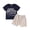 Drak Blue, variant on Musuos Kids Boys 2PCS Summer Clothes Set, 6M 12M 18M 24M 3Y 4Y Short Sleeve Letters Print T-shirt with Plaid Shorts Toddler Casual Set