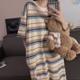 thumbnail image 4 of Pijama a rayas para mujer, con cuello redondo camisón de estilo coreano, ropa de dormir de manga corta para el hogar, verano, 2023, 4 of 4