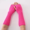 thumbnail image 5 of Puños de piel sintética para muñecas: calentadores de brazos sin dedos para mujer, guantes elásticos de invierno, guantes acrílicos, guantes largos, 5 of 5