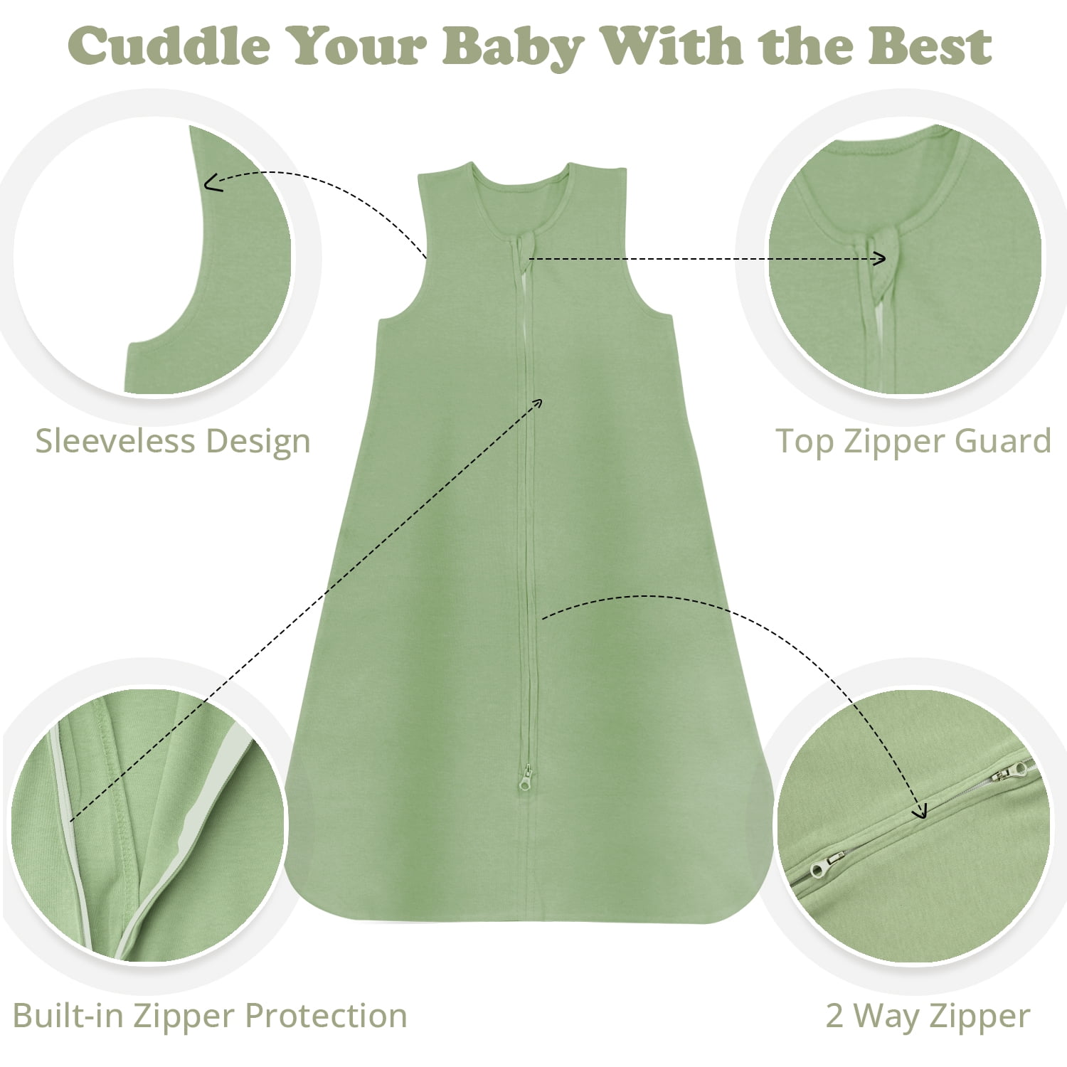 Bublo Baby Baby Wearable Blanket, Cotton Sleep Sacks for 6-12 Months, 3 Pack Unisex Sleeping Bag Sack, Medium Size, 2-Way Zipper, 0.5 Tog Breathable Cotton - Solid Grey