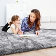 thumbnail image 3 of KIXINWA Area Rug for Bedroom Living Room, Machine Washable 4x6 Fluffy Shag Rug, Soft Plush Non Slip Carpet for Indoor Floor Bedside Nursery Kids Room, Dorm, Home Decor Aesthetic, Tie-Dyed Light Grey, 3 of 6