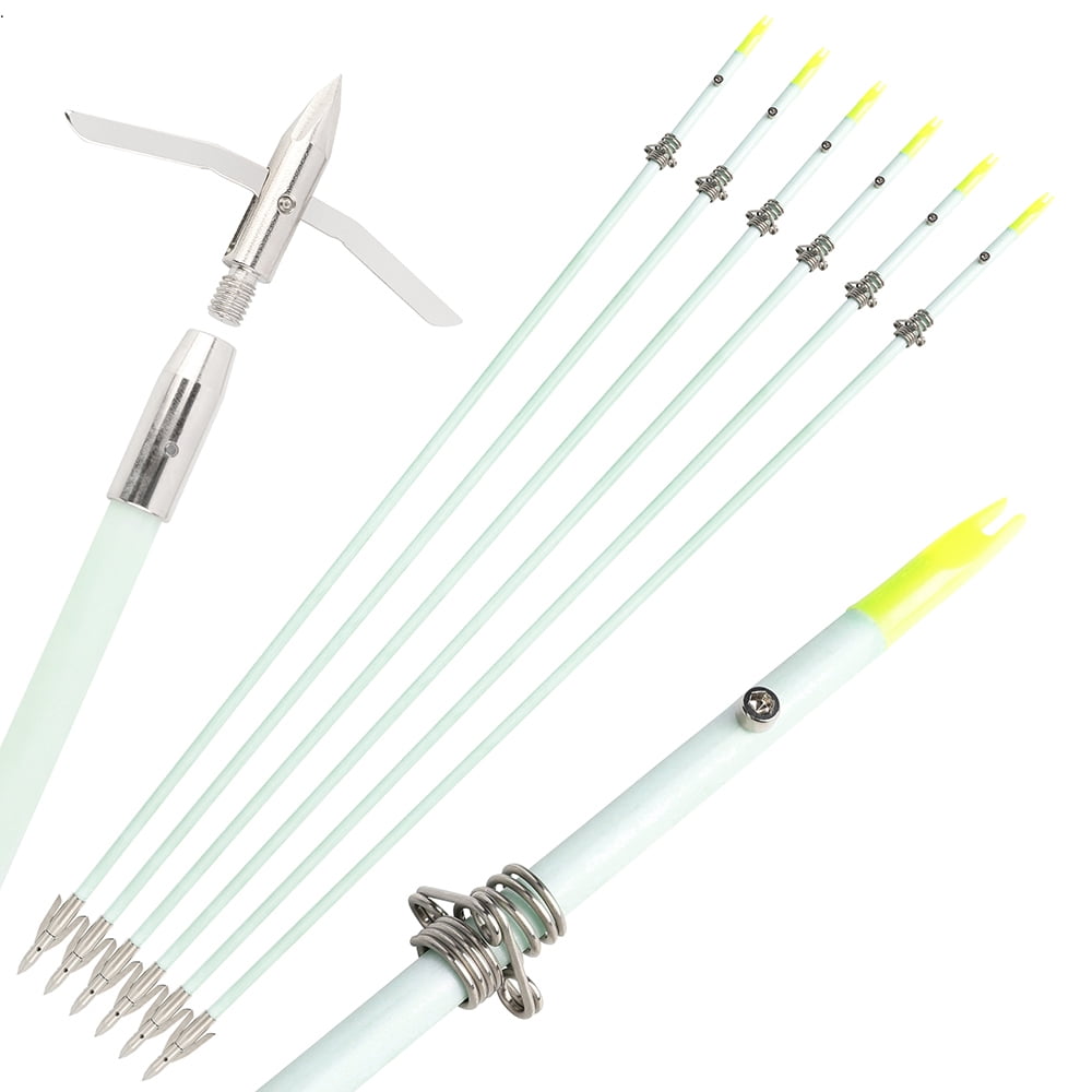 AMEYXGS Archery Bowfishing Hunting Arrow 32inch with Broadheads and Safty Slides for Compound Bow Recurve Bow（ 6 Pack ）