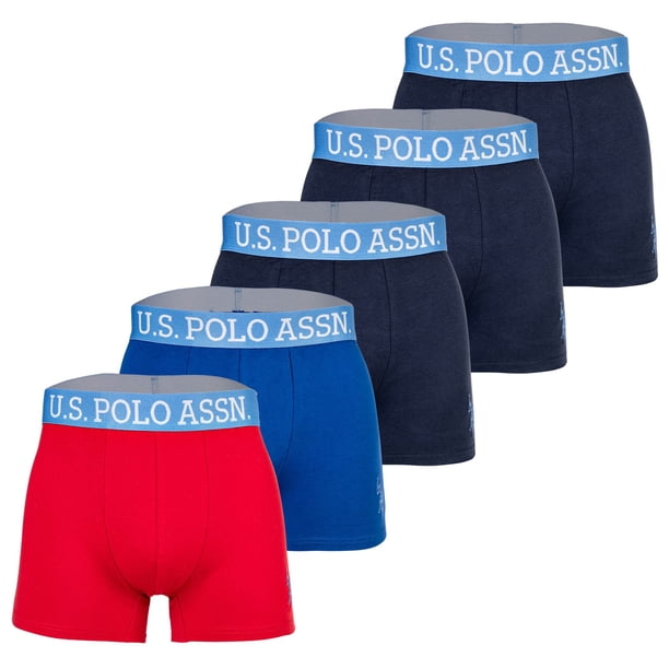 U.S. POLO ASSN. Boxershorts para hombre, pack de 5 - Trunks, logo, algodón elástico Azul/Rojo M (Medium)