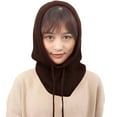 thumbnail image 3 of Uooqdmx Hat Scarf Hooded Scarf for Women Hat and Scarf Set for Women Hat with Scarf Attached One Piece Cold Scarf Hats Winter Accessories for Women Windproof Scarf Hats Coffee One Size, 3 of 6