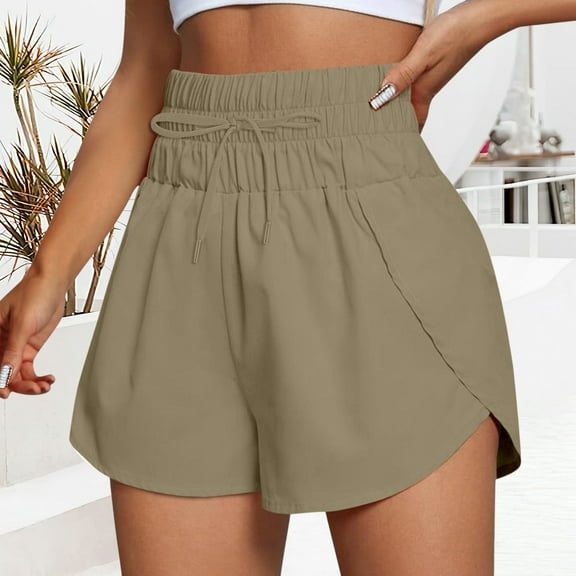 Tittly Yoga Pants Wide Leg Pants Woman Womens Solid Casual Running Shorts Workout Elastic Waist Athletic Yoga Pants Sports Pants Womens Shorts High Waisted Shorts Khaki XL