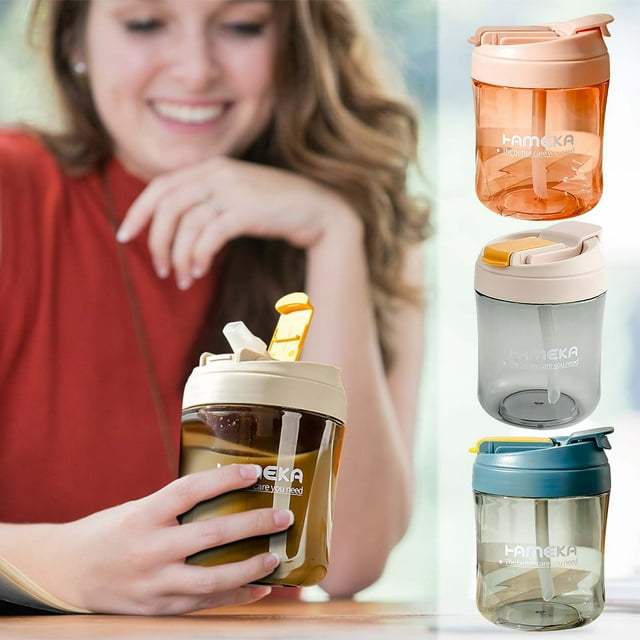 Fiudx Vaso Grande con Pajita para Bebidas de Verano, Diseño a Prueba de Fugas, Plástico Duradero, Regalo Práctico, Apto para Bebidas Frías y Calientes, Portátil, Tamaño 10 X 10 X 13,6 Cm