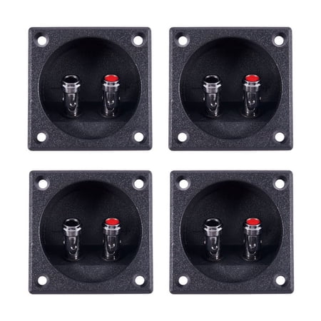 4X Square Shape Double Binding Post Type Speaker Box Terminal Cup Black 4X Square Shape Double Binding Post Type Speaker Box Terminal Cup Black