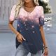 thumbnail image 1 of Camisetas con estampado de tema navideño para mujer, camisetas de manga corta, ropa de moda divertida feliz para mujer, jersey de gran tamaño con cuello en V, 1 of 5