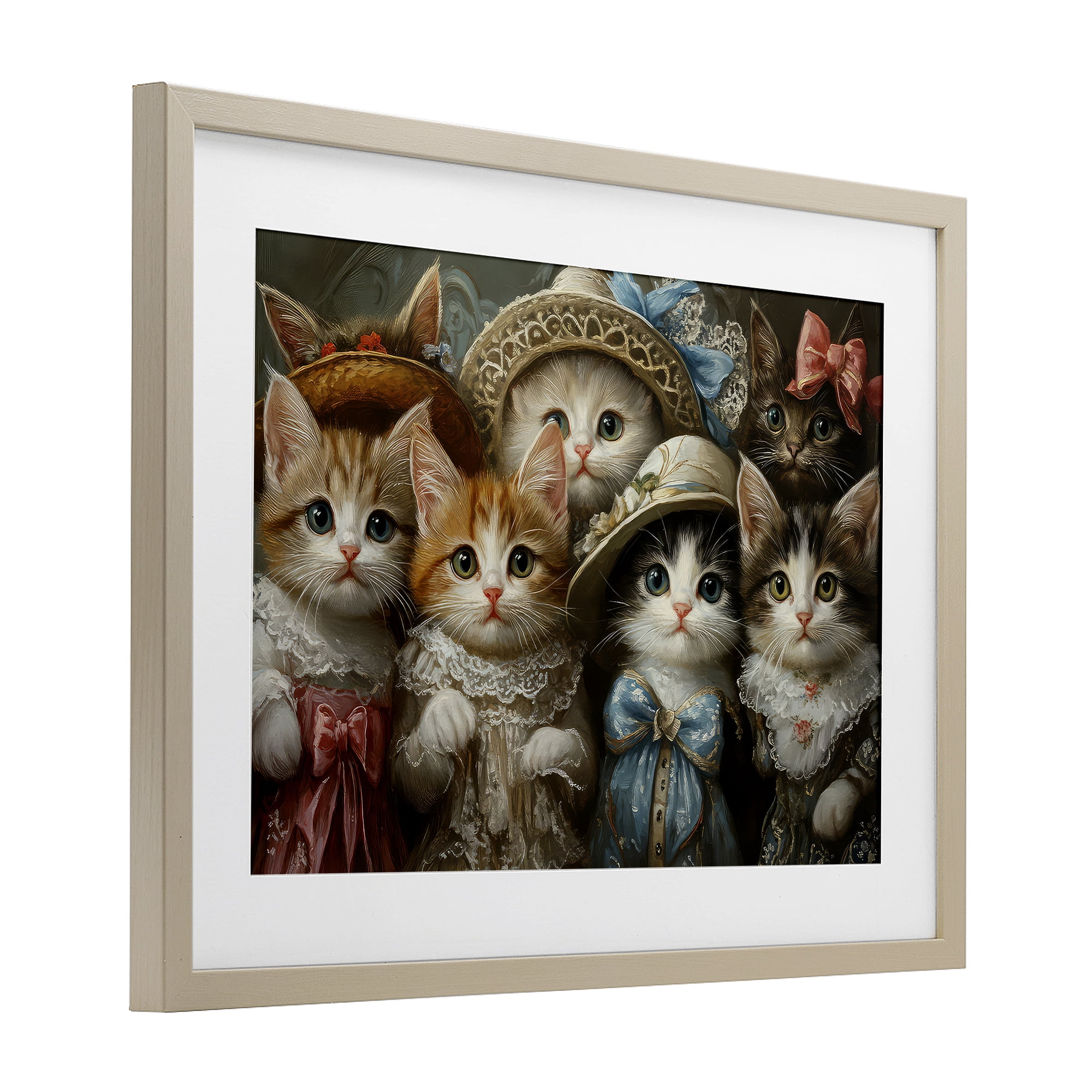 Stupell Industries Fashionable Vintage Cats Birch Framed Print Under Glass, design by The Wands Want