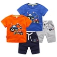 thumbnail image 4 of WOLLED 2Pcs Kids Baby Boys Tees Set Toddler Summer T-Shirt Set Crew Neck Tees +solid Colour Shorts Shirt Outfit Boys Short Sleeve Casual Versatile Shirt Set 1-8Y, 4 of 8