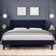 thumbnail image 1 of Queen size forrado cama de plataforma con wingback cabecero: velvet marco de cama con 2 almacenamiento pockets, strong de madera slat support, box spring optional (light gray), 1 of 7