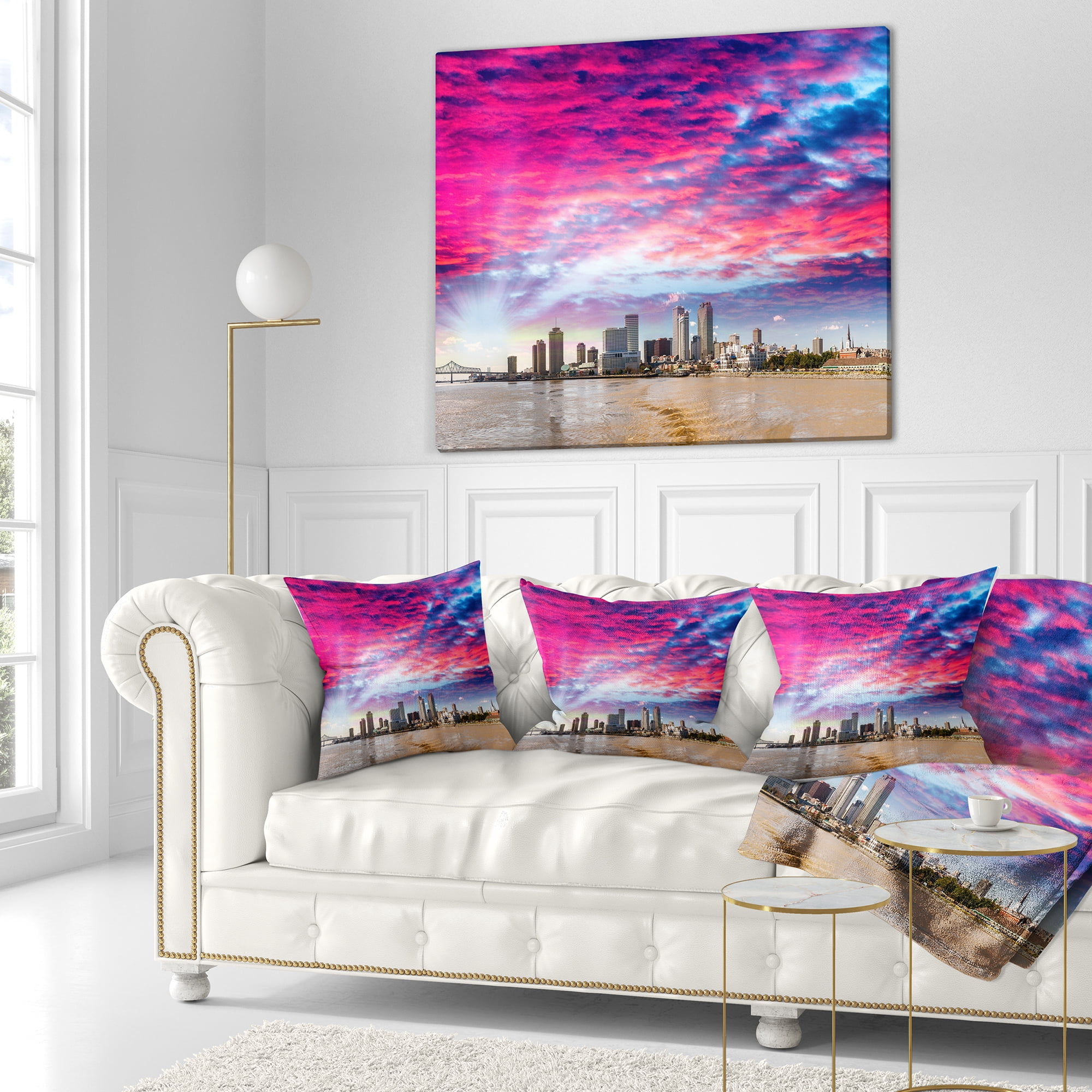 Designart New Orleans Building and Skyscrapers - Modern Cityscape Throw Pillow - 16x16