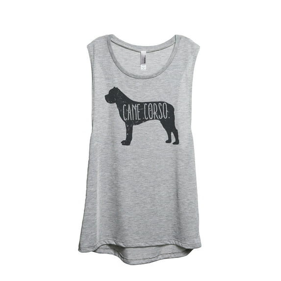 Cane Corso Dog Silhouette Women's Fashion Sleeveless Muscle Workout Yoga Tank Top Sport Grey Medium