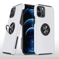thumbnail image 4 of For iPhone 15 Plus CHIEF Oil Painted Magnetic Ring Stand Hybrid Case Cover - Silver, 4 of 5