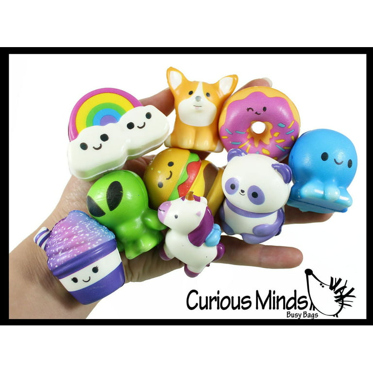 Set of 20 Cute Micro Slow Rise Squishy Toys - 1 OF EACH STYLE - Mini  Animals and Foods - Memory Foam Party Favors, Prizes, OT