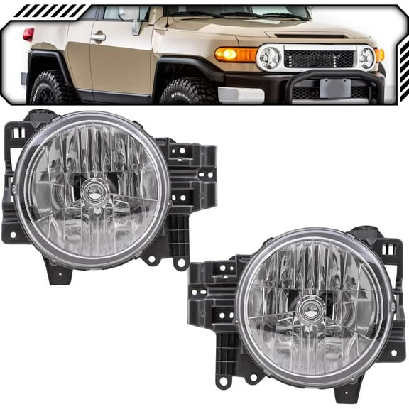 EPIC LIGHTING OE Style Halogen Headlights Assembly Replacement for TOYOTA 07-14 FJ CRUISER [ TO2502173 TO2503173 8110635445 8110535465 ] Pair