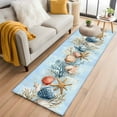 thumbnail image 3 of 2x6 Kitchen Runner Rug, Blue Coastal Non-Skid Rubber Backing Large Rectangle Rugs - Living Room Bedroom Home Office, Summer Nautical Beach Conch Starfish Coral Indoor Floor Mat Carpets Washable Rug, 3 of 9