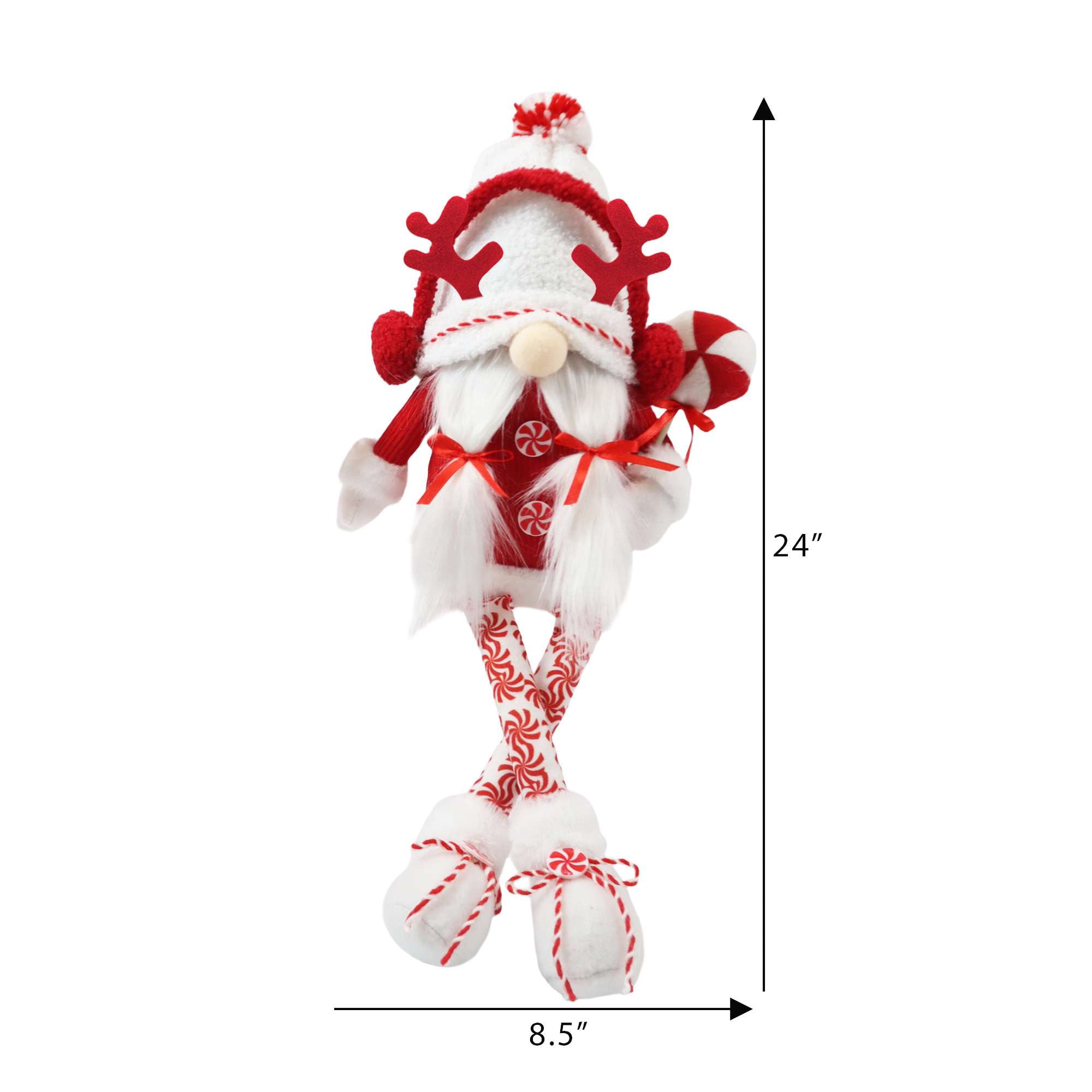 Holiday time white hat Gnome Decoration,24 inch height,red and white colour
