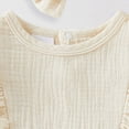 thumbnail image 5 of NOLDARES Baby Girl Romper Infant Short Sleeve Collar Romper T-shirt Cotton Bodysuit Top(Beige,6-12 Months), 5 of 7