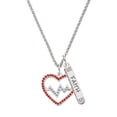 thumbnail image 1 of Delight Jewelry Silvertone Large Red Crystal Heart with Clear Heartbeat Silvertone Believe Faith Prayer Hope Bar Charm Necklace, 23", 1 of 4