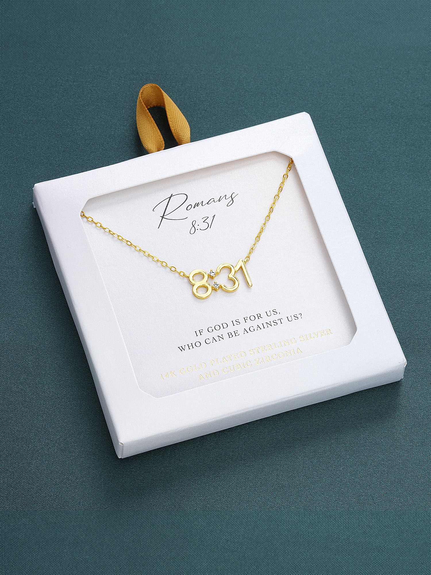 Brilliance Fine Jewelry Sterling Silver 14K Gold-Plated Bible Verse Romans 8:31 Woman 16"+2" Necklace