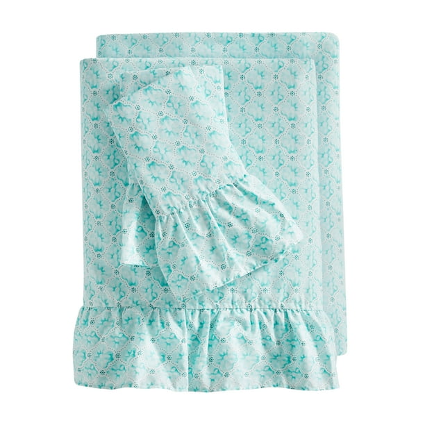 The Pioneer Woman 300 Thread Count Blue Cotton Bed Sheet Set, King, 4