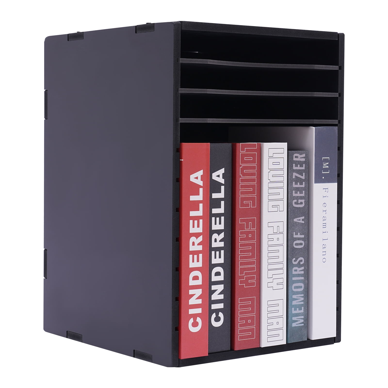 11 Tiers Vertical Desk Paper Organzier, Wood Literature Organizer Storage Office Paper Shelves Letter Tray File Sorter with Shelf Dividers for Home Office School Classroom (Black)