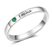 Sterling Silver Personalized Name Ring with Birthstone