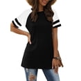 thumbnail image 5 of TEMOFON Womens Fashion Summer T-shirt Color Block Shirts for Women Going Out Tops for Woman Black Tee, 5 of 6