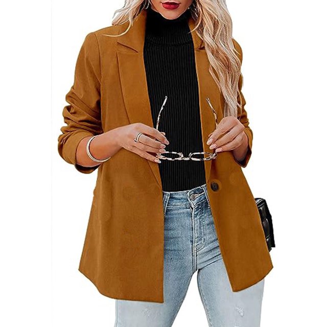 Bellella Veste à Manches Longues pour Femmes Blazer Décontracté Cardigan Marron Foncé TG