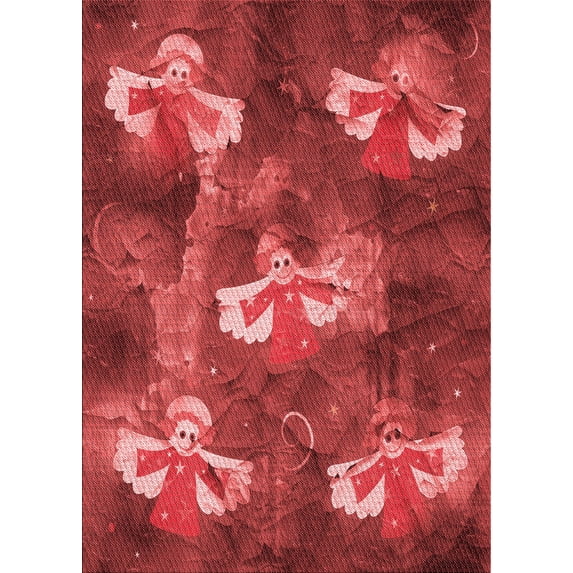 Ahgly Company Machine Washable Indoor Rectangle Transitional Red Area Rugs, 7' x 10'