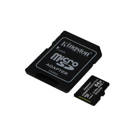Kingston 64GB microSDXC Canvas Select Plus 100MB/s Read A1 Class 10 UHS-I Memory Card   Adapter SDCS2/64GB