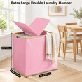 Double Laundry Hamper With Lid And 2 Removable Bags Pink - Walmart.com