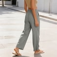 thumbnail image 3 of cocolona Womens Summer Casual Palazzo Pants Elastic Button Waist Straight Wide Leg Beach Trousers with Pockets, 3 of 5