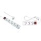 thumbnail image 3 of Blanco - Regleta de 3 tomas, toma múltiple - Regleta de 5 tomas + interruptor, extensión de regleta - 5P/16A/3G1mm² - Protección infantil Cable de alimentación de 2m, 3 of 5