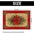 thumbnail image 2 of Christmas Placemats Set of 4 Linen 12 x 18 Inches Winter Placemats Red Poinsettia Holly Leaf Table Placemats Non-Slip Heat Resistant Xmas Table Mats for Home Holiday Party Kitchen Table Decor, 2 of 6