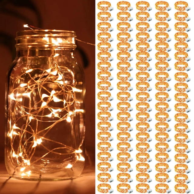Fairy Lights ZGWJ, paquete de 100 unidades, funciona con pilas, 2 m, naranja