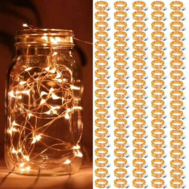 Fairy Lights ZGWJ, paquete de 100 unidades, funciona con pilas, 2 m, naranja